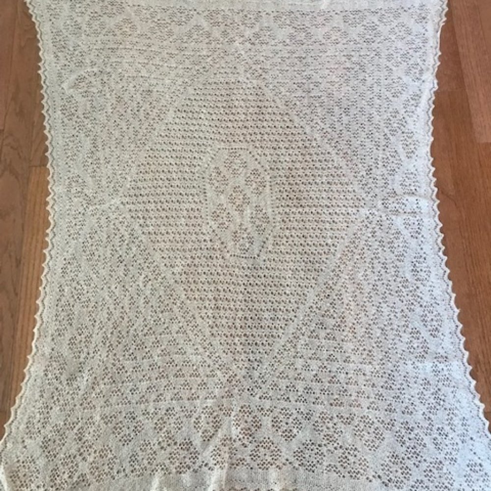 Hand knit White Orenburg shawl/scarf